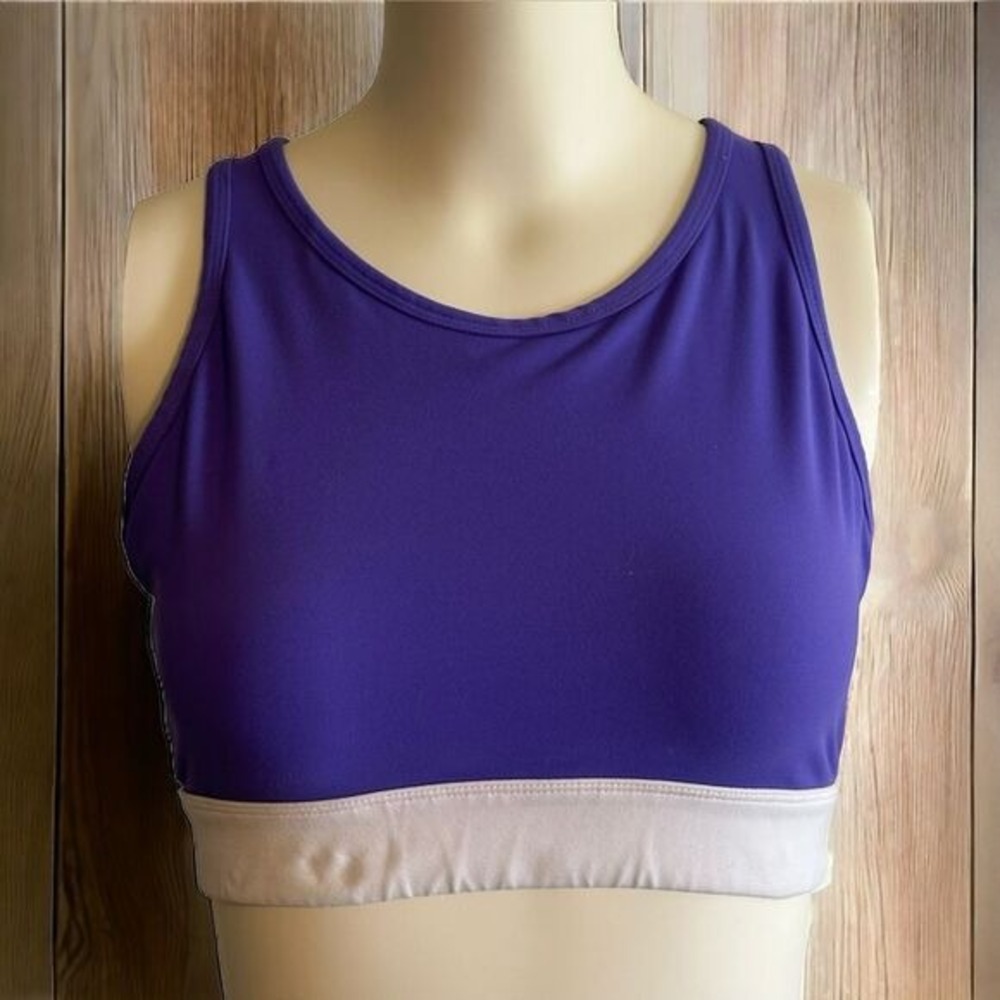 NVGTN High Neck Sports Bra Women S Purple White Open Back Athletic Yoga Gym